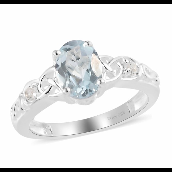 Sky Blue & White Topaz Ring Set in Sterling Silver - Picture 2 of 6